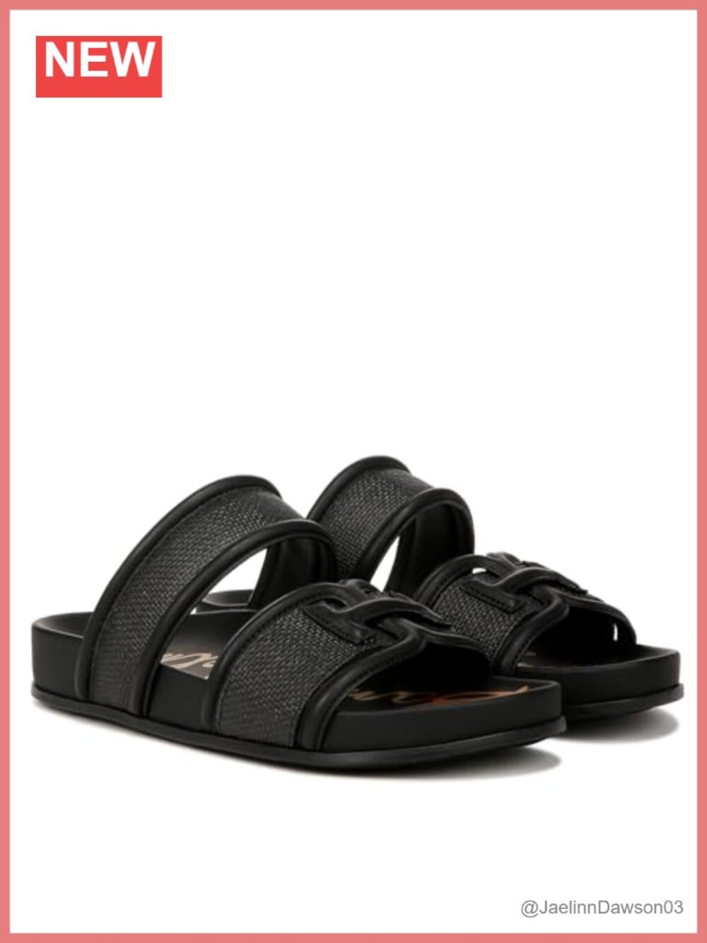 Sam Edelman Rowan Basketweave Slide Sandals Leather Fabric Synthetic Slip On